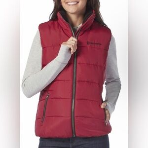 Free Country Women’s Puffer Vest Size L Red Quilted Zip Up Sleeveless Winter